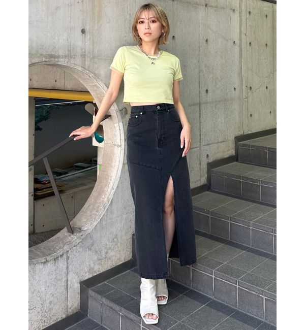 MURUA「フロントオープンデニムロングスカート【セットアップ着用可】」|スカート|