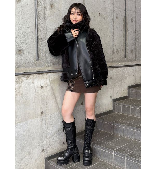 MURUA「ミックスファーフェイクムートン」|ブルゾン・スタジャン|