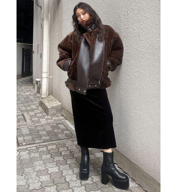 MURUA「ミックスファーフェイクムートン」|ブルゾン・スタジャン|