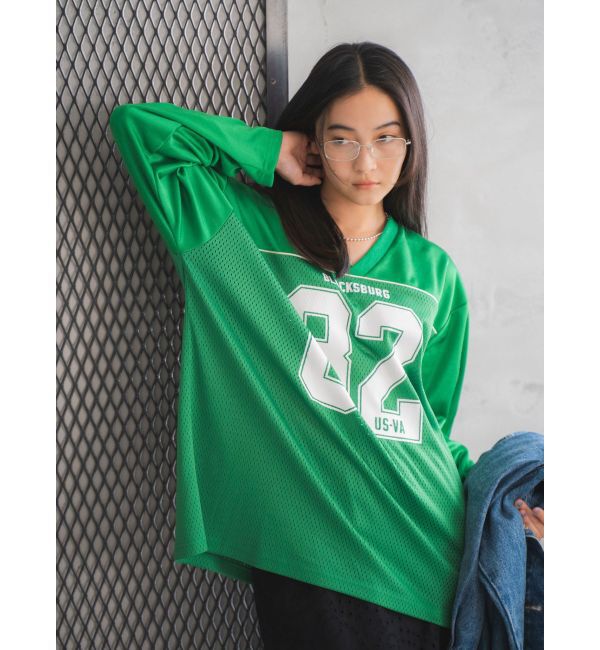 Ungrid「メッシュコンビナンバリングロングスリーブTee」|Tシャツ・カットソー|