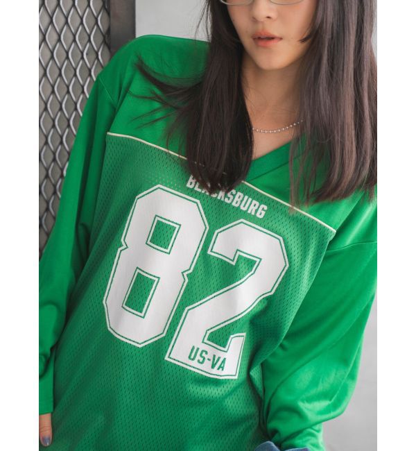 Ungrid「メッシュコンビナンバリングロングスリーブTee」|Tシャツ・カットソー|