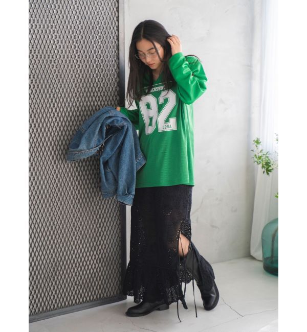 Ungrid「メッシュコンビナンバリングロングスリーブTee」|Tシャツ・カットソー|