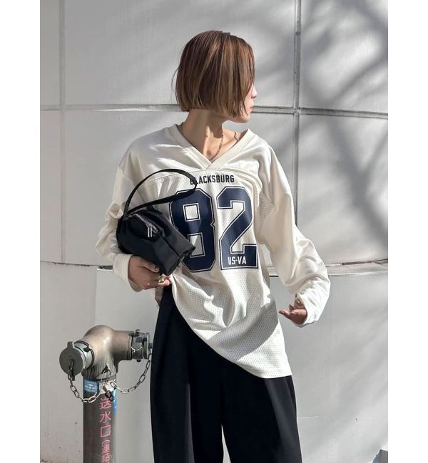 Ungrid「メッシュコンビナンバリングロングスリーブTee」|Tシャツ・カットソー|