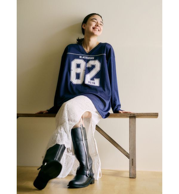 Ungrid「メッシュコンビナンバリングロングスリーブTee」|Tシャツ・カットソー|