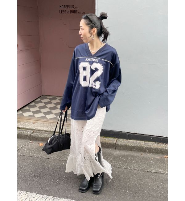 Ungrid「メッシュコンビナンバリングロングスリーブTee」|Tシャツ・カットソー|