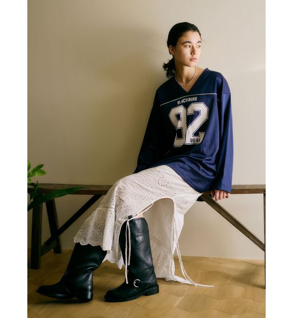 Ungrid「メッシュコンビナンバリングロングスリーブTee」|Tシャツ・カットソー|