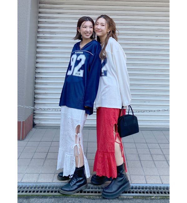 Ungrid「メッシュコンビナンバリングロングスリーブTee」|Tシャツ・カットソー|