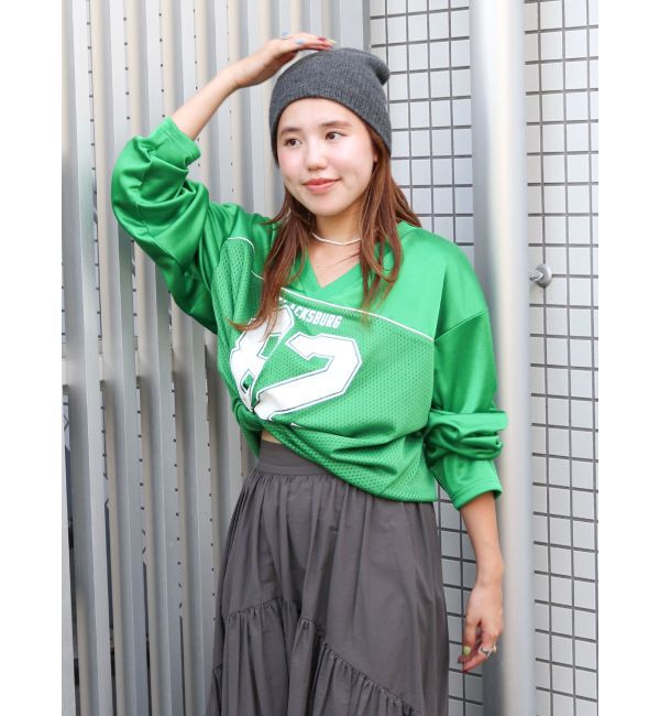 Ungrid「メッシュコンビナンバリングロングスリーブTee」|Tシャツ・カットソー|