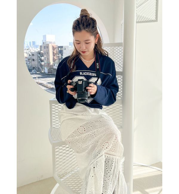 Ungrid「メッシュコンビナンバリングロングスリーブTee」|Tシャツ・カットソー|