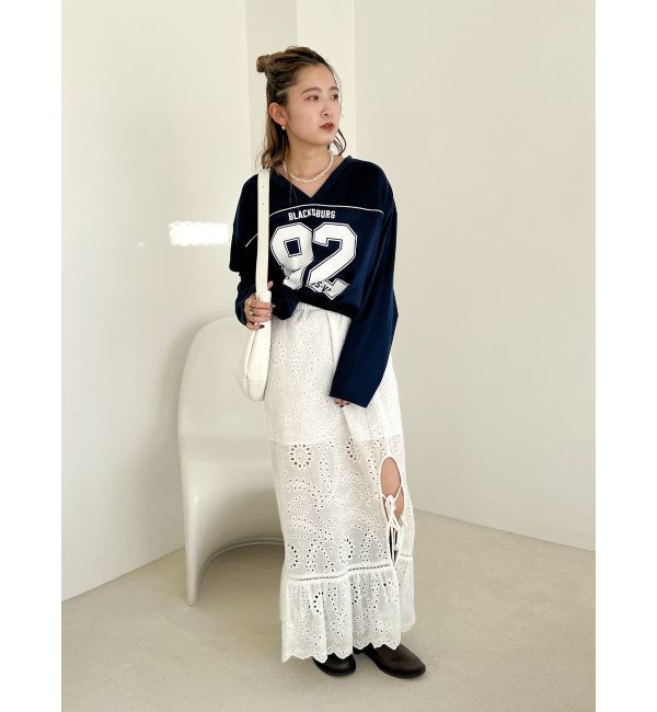 Ungrid「メッシュコンビナンバリングロングスリーブTee」|Tシャツ・カットソー|