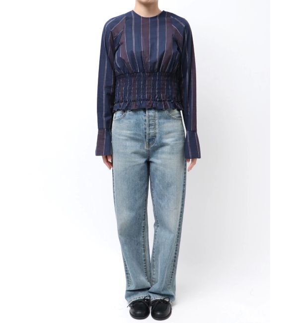 Ungrid「シャーリングデザインストライプブラウス」|シャツ・ブラウス|