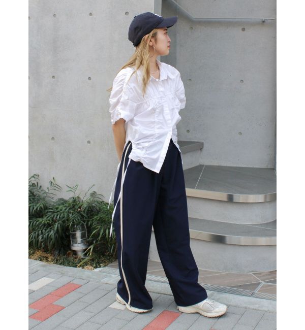 Ungrid「ギャザーデザインハーフスリーブシャツ」|シャツ・ブラウス|