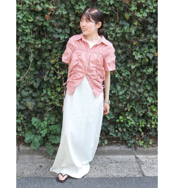 Ungrid「ギャザーデザインハーフスリーブシャツ」|シャツ・ブラウス|