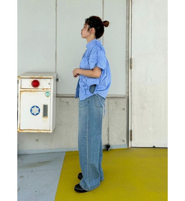 Ungrid「ギャザーデザインハーフスリーブシャツ」|シャツ・ブラウス|