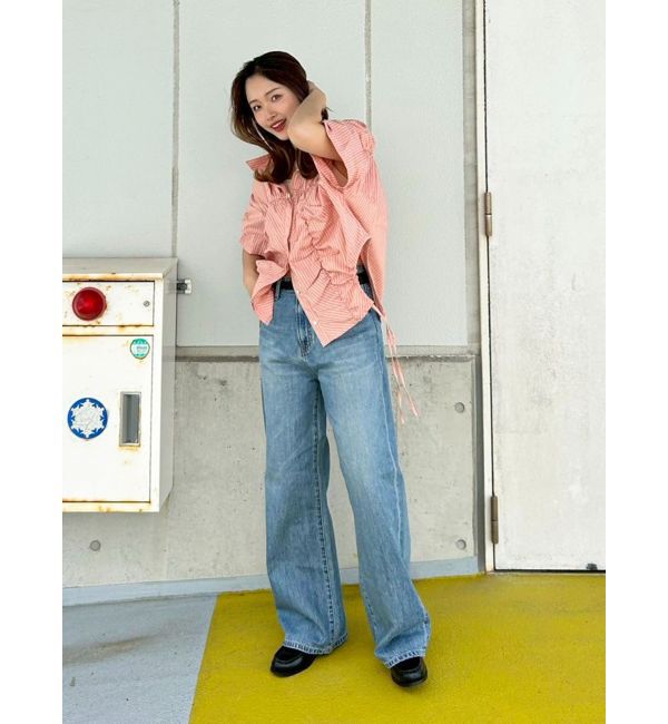 Ungrid「ギャザーデザインハーフスリーブシャツ」|シャツ・ブラウス|