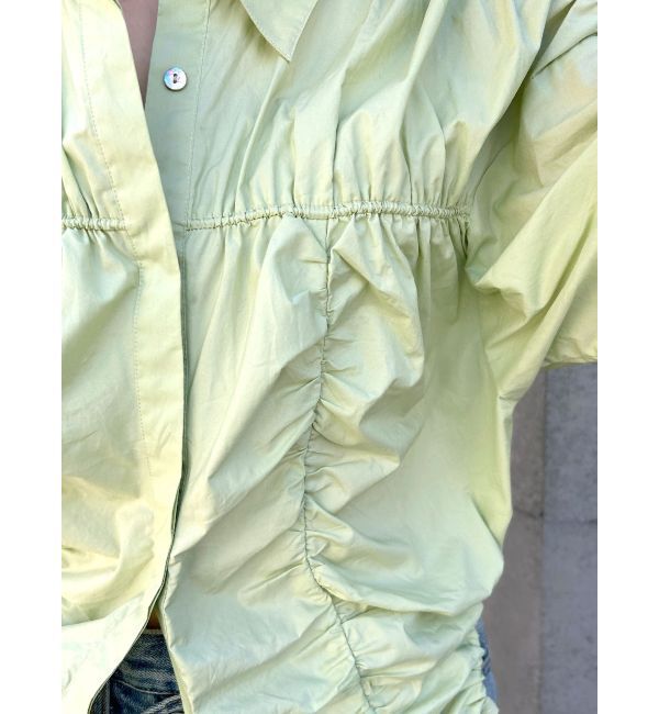 Ungrid「ギャザーデザインハーフスリーブシャツ」|シャツ・ブラウス|