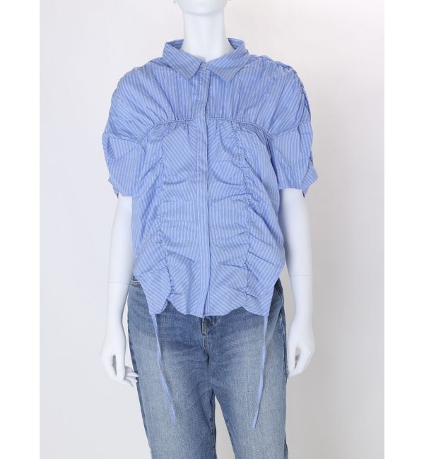 Ungrid「ギャザーデザインハーフスリーブシャツ」|シャツ・ブラウス|