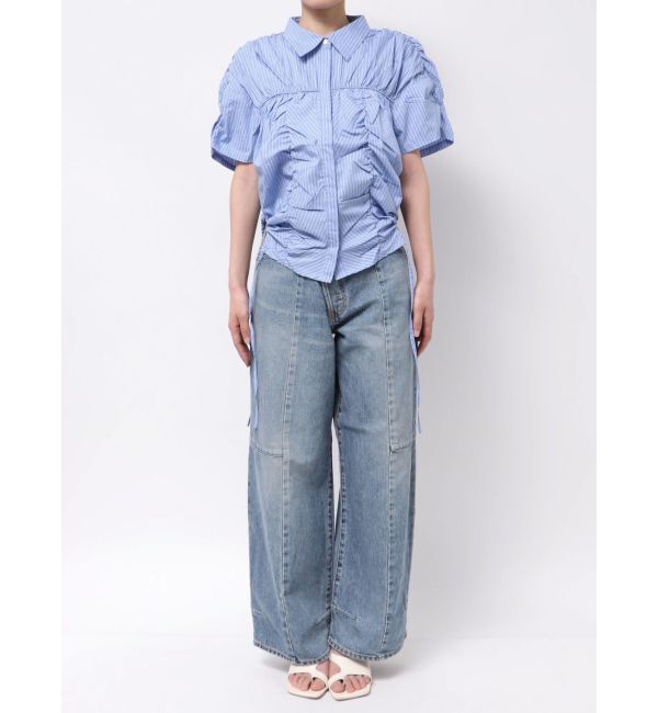 Ungrid「ギャザーデザインハーフスリーブシャツ」|シャツ・ブラウス|