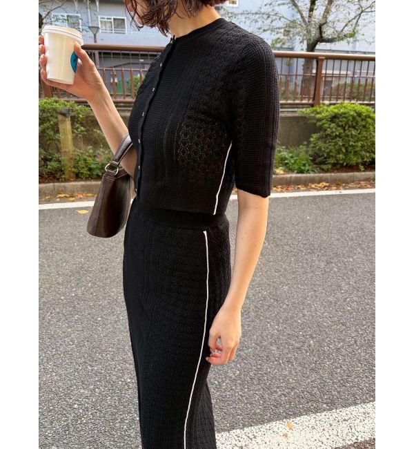 LAGUNAMOON「バイカラーサイドラインレースニットセットアップ」|ワンピース|