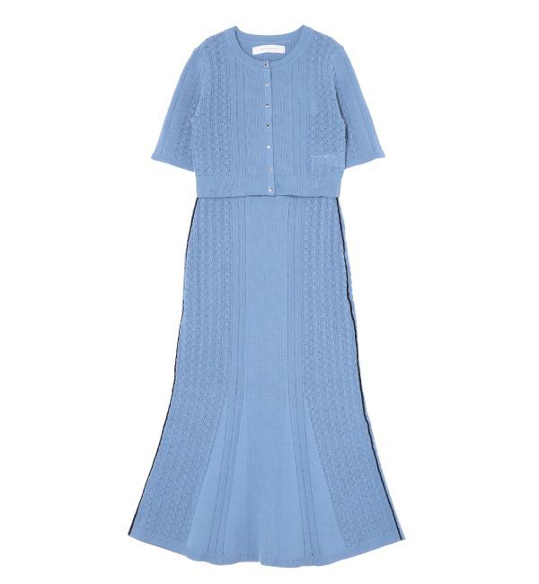 LAGUNAMOON「バイカラーサイドラインレースニットセットアップ」|ワンピース|