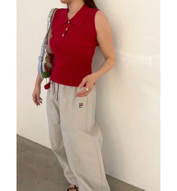 LAGUNAMOON「シャツカラーノースリニットプルオーバー」|ニット・セーター|