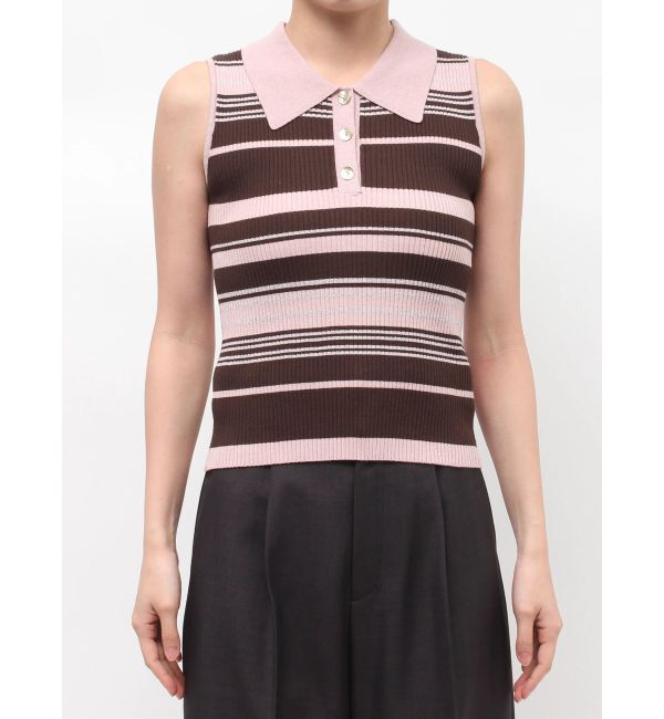 LAGUNAMOON「シャツカラーノースリニットプルオーバー」|ニット・セーター|