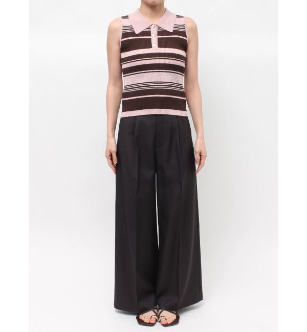 LAGUNAMOON「シャツカラーノースリニットプルオーバー」|ニット・セーター|