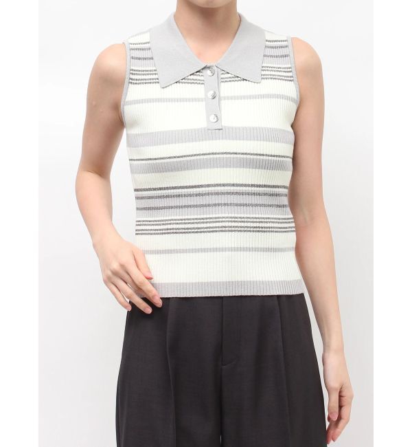 LAGUNAMOON「シャツカラーノースリニットプルオーバー」|ニット・セーター|