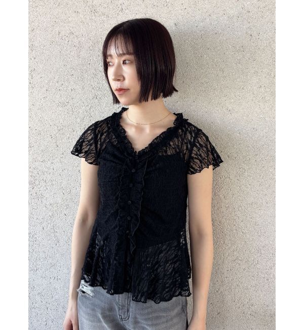 LAGUNAMOON「レースフリルペプラムトップス」|Tシャツ・カットソー|