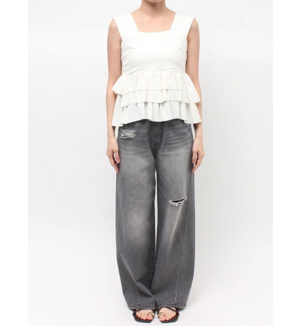 LAGUNAMOON「カーブペプラムカットノースリトップス」|Tシャツ・カットソー|