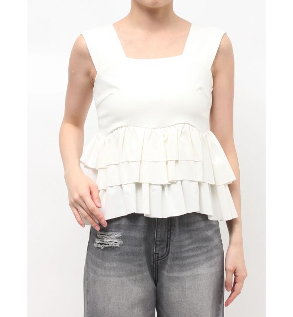 LAGUNAMOON「カーブペプラムカットノースリトップス」|Tシャツ・カットソー|