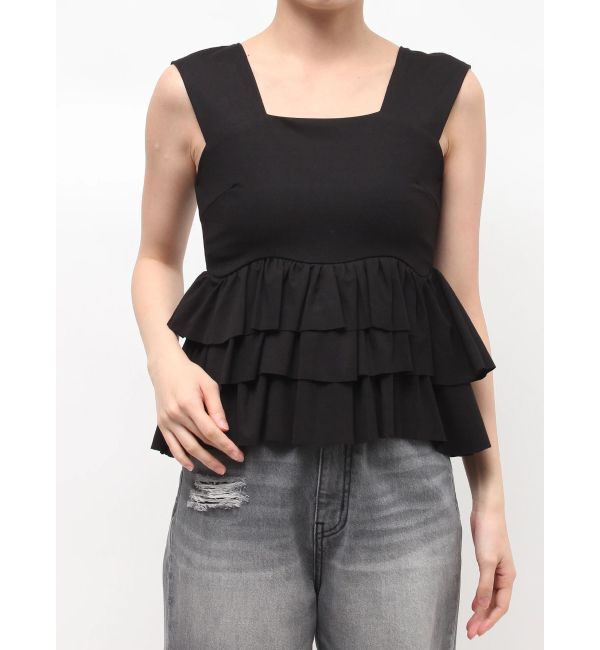 LAGUNAMOON「カーブペプラムカットノースリトップス」|Tシャツ・カットソー|