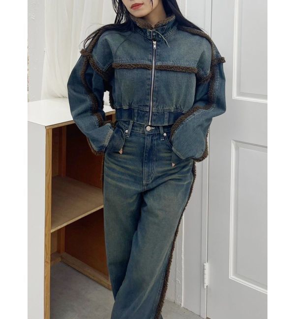 EVRIS「ボアステッチワイドデニムパンツ【セットアップ着用可能】」|デニム|