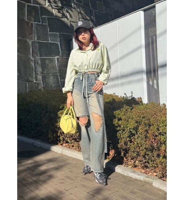 EVRIS「ウエストベルトワイドデニムパンツ」|デニム|