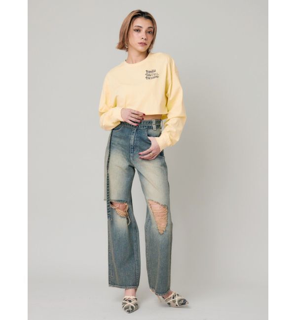 EVRIS「ウエストベルトワイドデニムパンツ」|デニム|