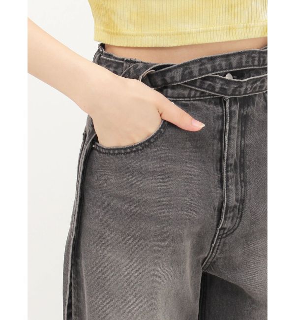 EVRIS「ウエストベルトワイドデニムパンツ」|デニム|