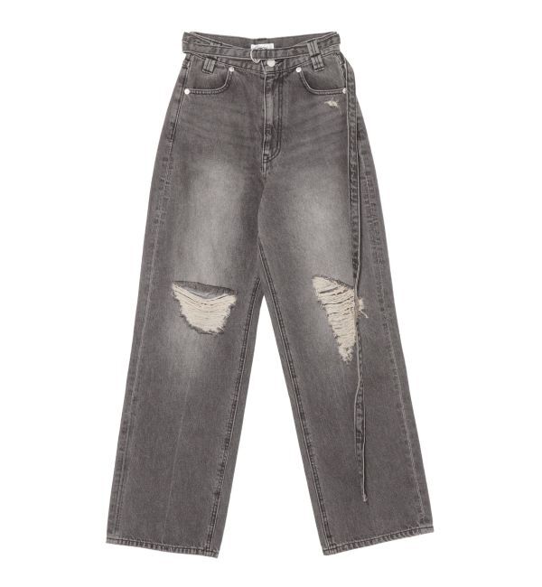 EVRIS「ウエストベルトワイドデニムパンツ」|デニム|