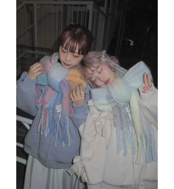 merry jenny「fluffy ribbonチェックマフラー」|マフラー|