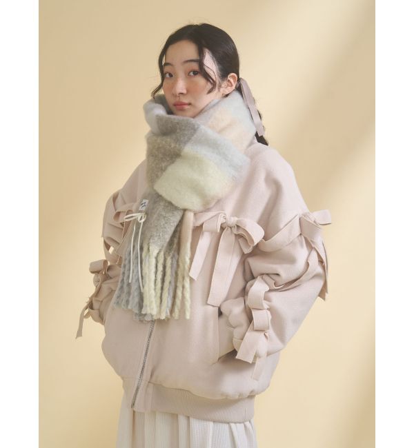 merry jenny「fluffy ribbonチェックマフラー」|マフラー|