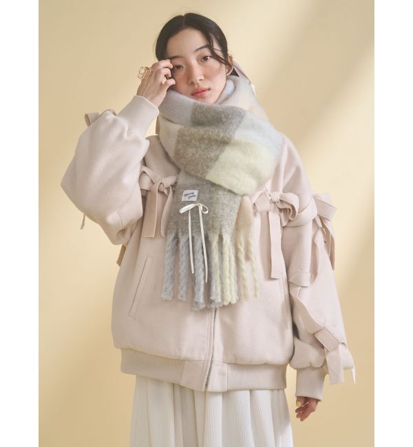 merry jenny「fluffy ribbonチェックマフラー」|マフラー|