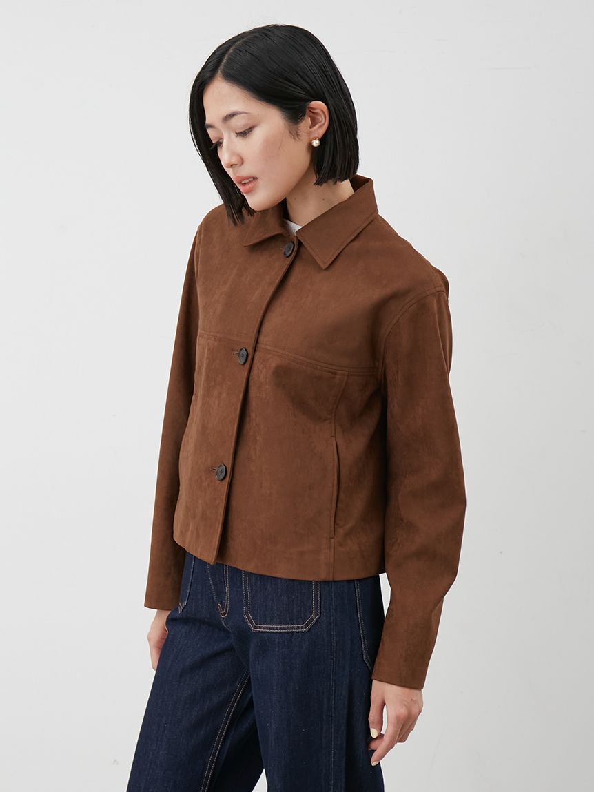 Mila Owen「ショート丈ステンカラーリサイクルスウェードブルゾン」|ブルゾン・スタジャン|