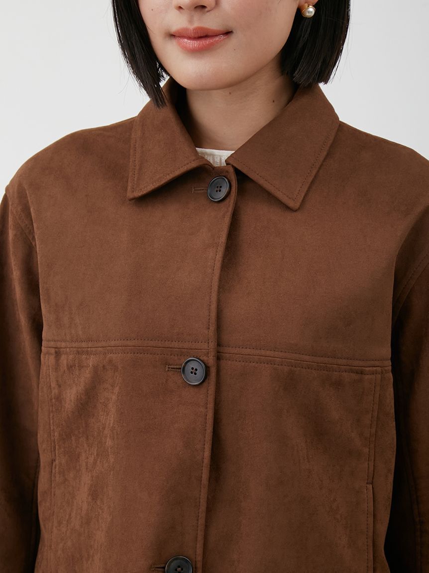 Mila Owen「ショート丈ステンカラーリサイクルスウェードブルゾン」|ブルゾン・スタジャン|