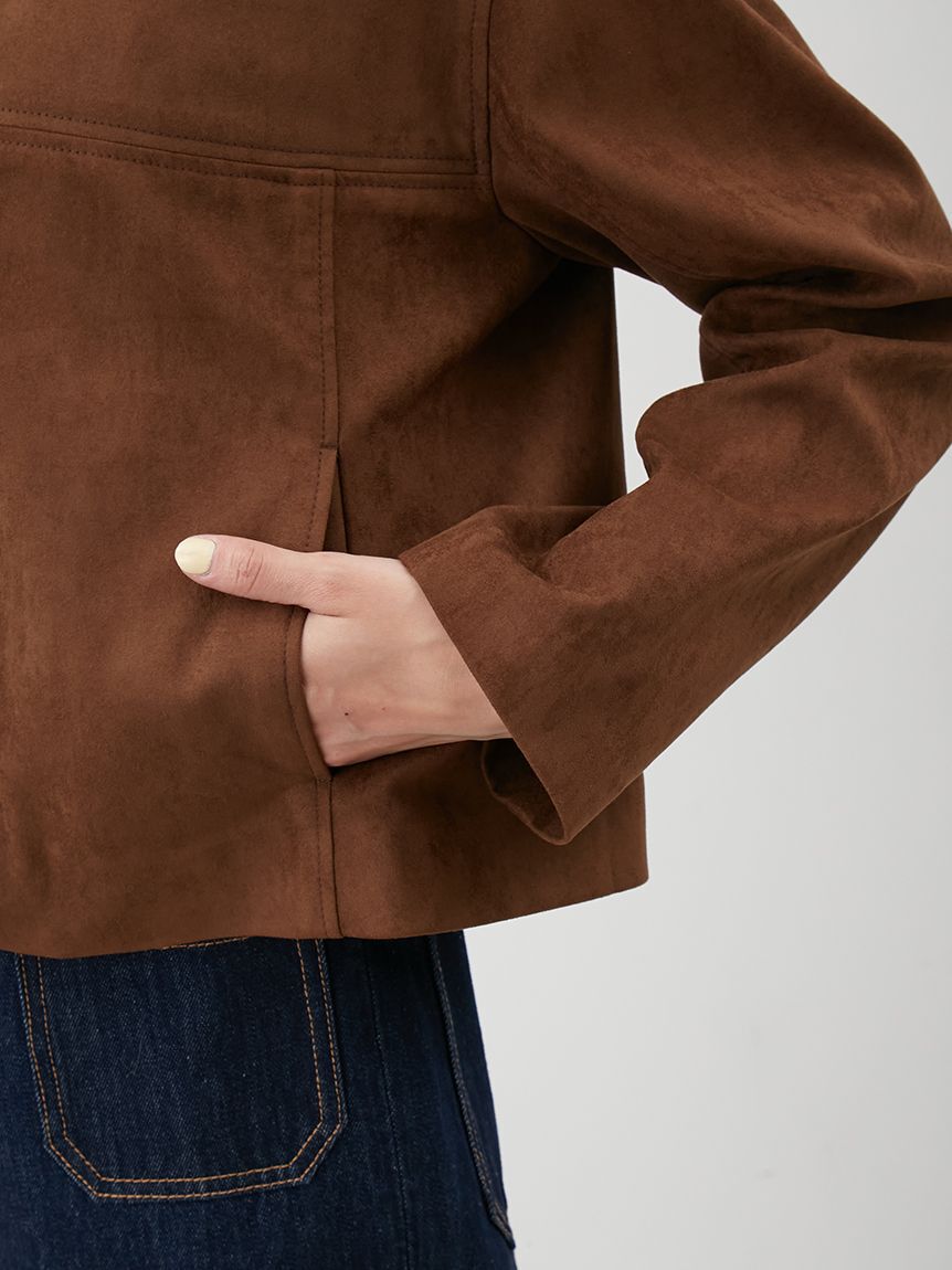 Mila Owen「ショート丈ステンカラーリサイクルスウェードブルゾン」|ブルゾン・スタジャン|