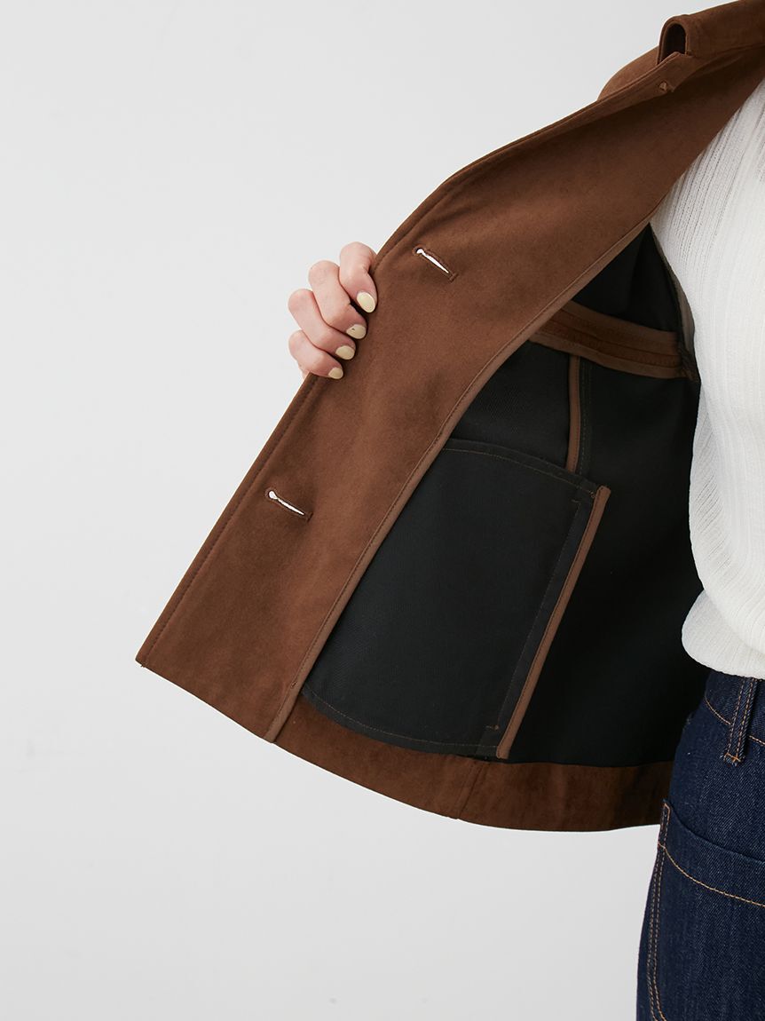 Mila Owen「ショート丈ステンカラーリサイクルスウェードブルゾン」|ブルゾン・スタジャン|