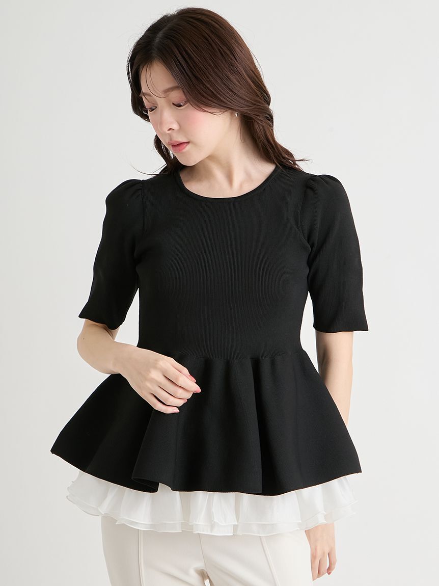 CELFORD「【洗える】ペプラムドッキングニットプルオーバー」|ニット・セーター|