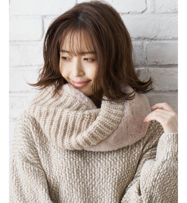 ikka「エコファーMIXショートスヌード」|マフラー|