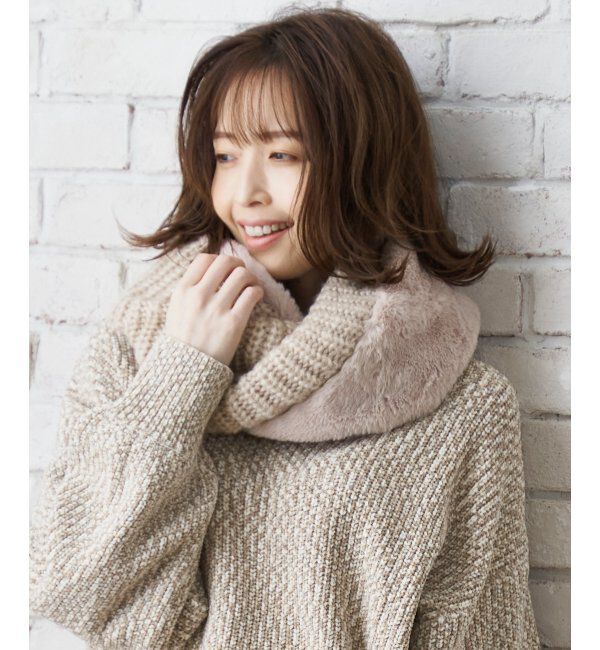 ikka「エコファーMIXショートスヌード」|マフラー|