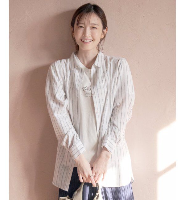 ikka「フレンチリネンMIX長袖シャツ」|シャツ・ブラウス|ホワイト