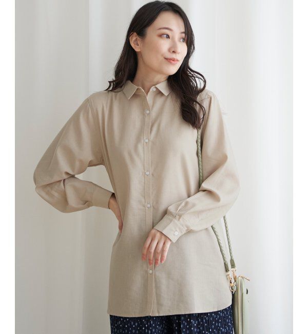 ikka「フレンチリネンMIX長袖シャツ」|シャツ・ブラウス|ベージュ