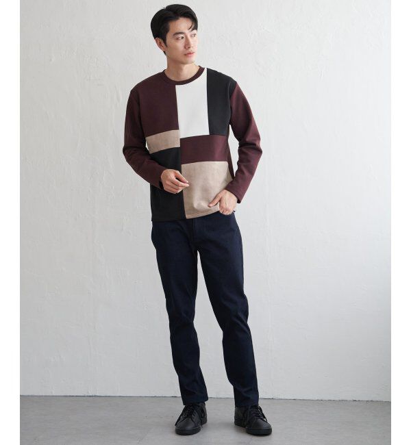 ikka「ブロックスダンボールクルーネック」|パーカー|